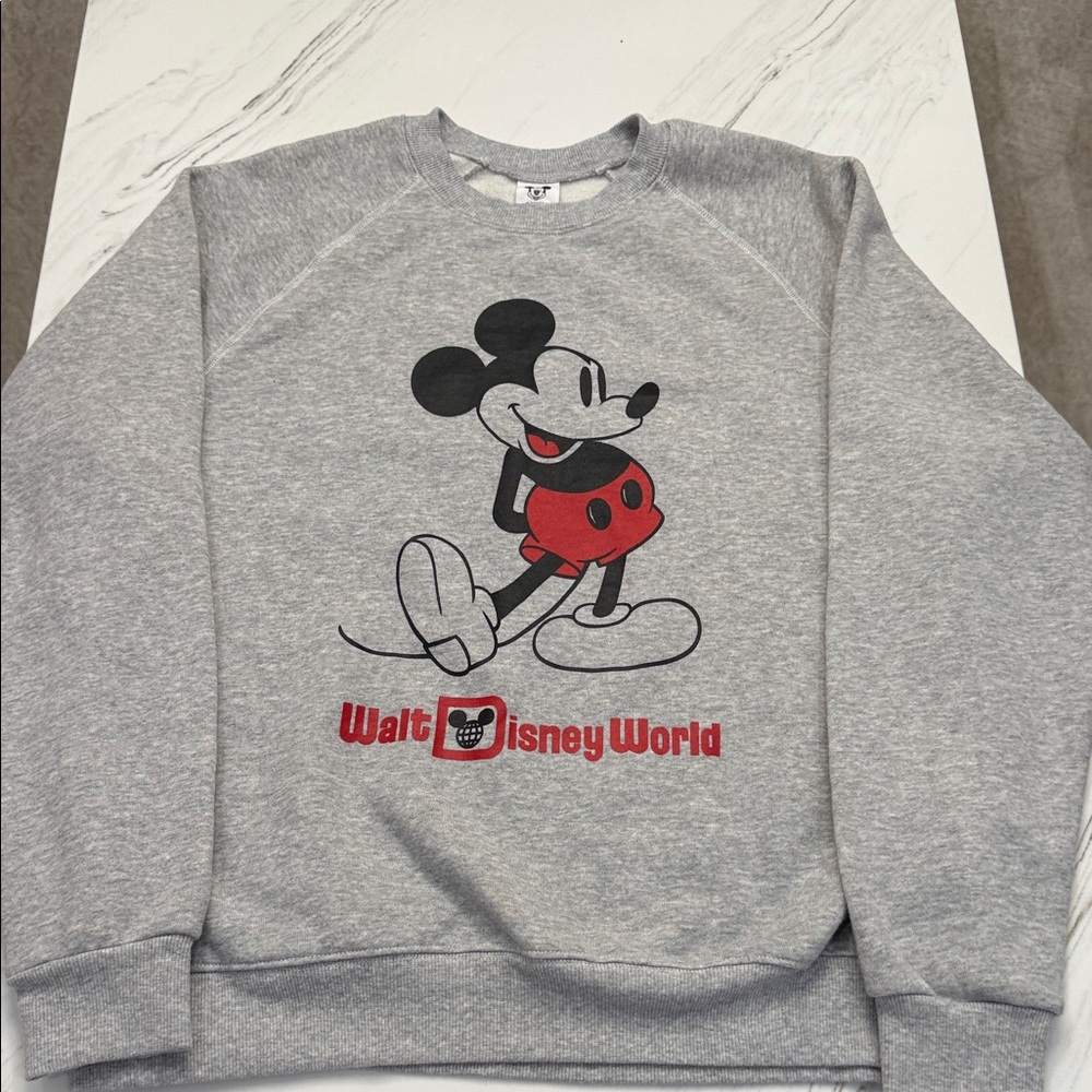 Disney Gray Crewneck Sweater with Mickey Mouse